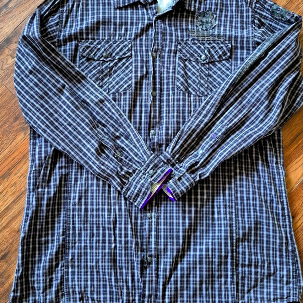 Point Zero Purple, Whitr and Black Checkered Shirt